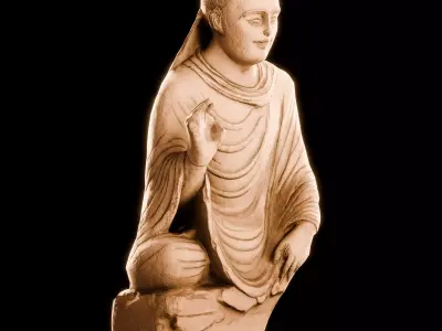 Ancient Stone Sitting Buddha Weathered Lower Part TORZO03 Low-poly 3D model