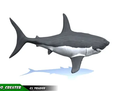 Low-Poly Killer Shark Rigged Animated 3D model Low-poly 3D model