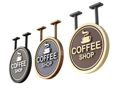 Signboards coffee shop 3D model
