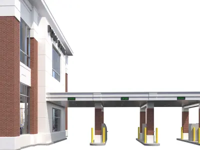 Commercial Building-023 Bank With Drive-thru 3D model