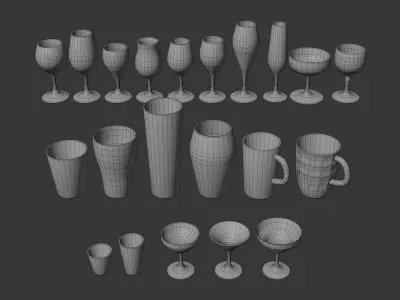 Glassware Free low-poly 3D model