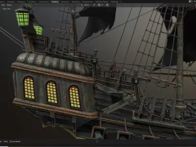 Reaper pirate ship Low-poly 3D model