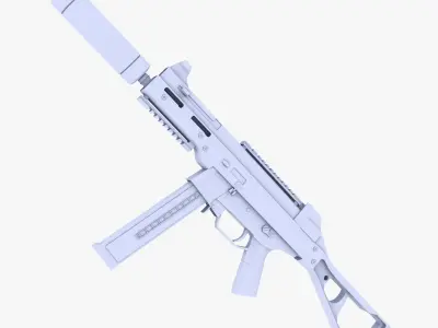 UMP 45 Submachine Gun Supressed 2 Low-poly 3D model