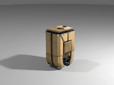 Military low-poly folding sentry gun with animation Free low-poly 3D model