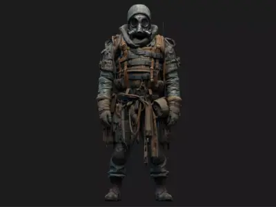 Dystopian Wasteland Scavenger Low-poly 3D model