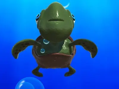 Cartoon Sea Turtle Low-poly 3D model