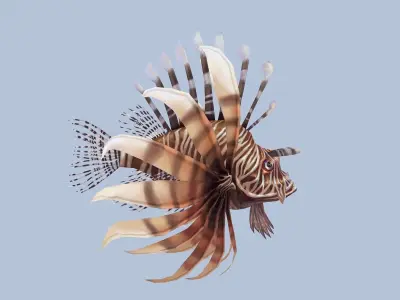 animated lionfish Low-poly 3D model