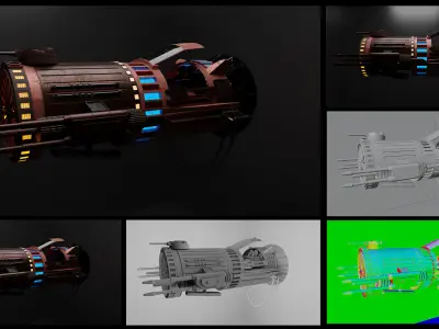 Scifi Automobile Low-poly 3D model