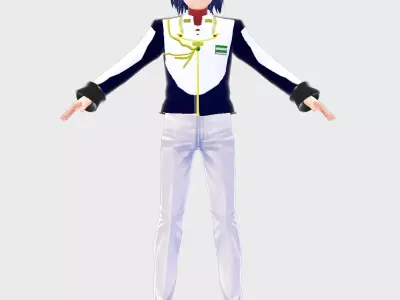 ANIME MILITARY CHARACTER 3D MODEL FOR VTUBER Low-poly 3D model