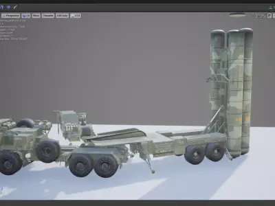Rigged S-400 Missile n Radar Low-poly 3D model