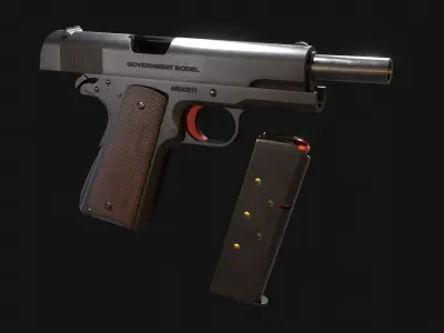Colt Government Model 1911 - Aria the Scarlet Ammo - Game Asset Free low-poly 3D model