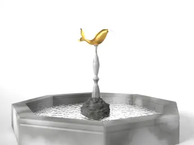 Fountain with Fish Sculpture 3D model