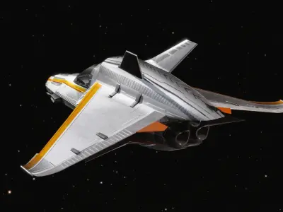 Space Ship - Rigged- High Resolution Textured - include inside Low-poly 3D model