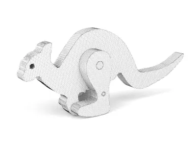 Wooden toy kangaroo 3D model