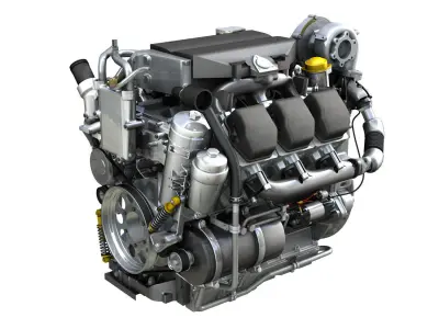 Diesel Turbo Engine with Interior Parts 3D model