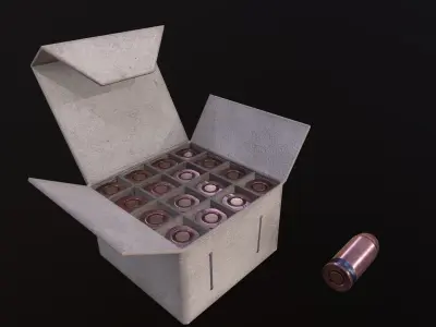 Ammo Box and cartridges Free low-poly 3D model