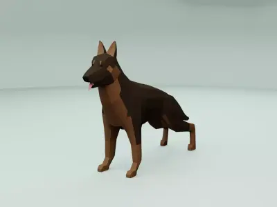 Low Poly German Shepherd Dog Low-poly 3D model