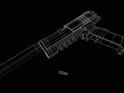 Sci-Fi Pistol Game Ready PBR Low-poly 3D model