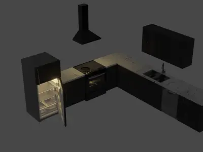 Simple Apartment Kitchen Free low-poly 3D model