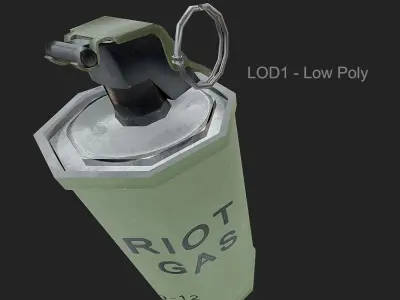 Tear Gas Grenade PBR Game Ready Low-poly 3D model