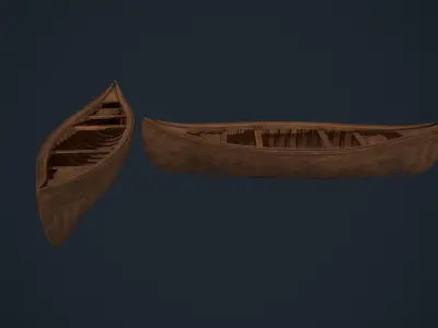Wooden Canoe - Antique Canoe - Old Canoe - Water Craft Low-poly 3D model