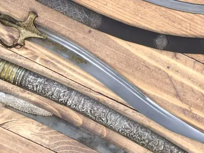 3 low poly swords from eastern culture Low-poly 3D model