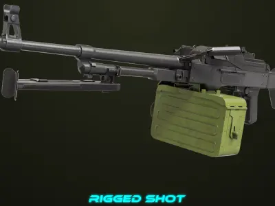 Machine Gun 11 Metal All PBR Unity UE Textures Low-poly 3D model