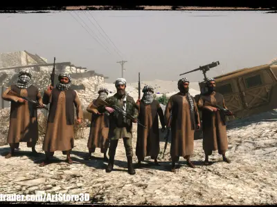 Terrorist Pack Low-poly 3D model