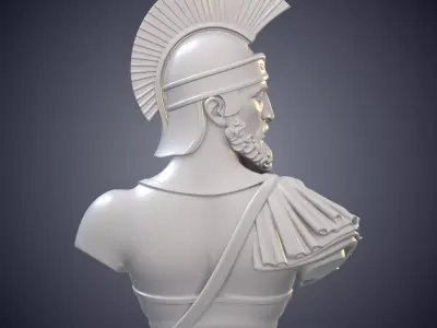 Ancient Spartan Warrior Helmeted Soldier Statue Decor PM-1024 3D print model
