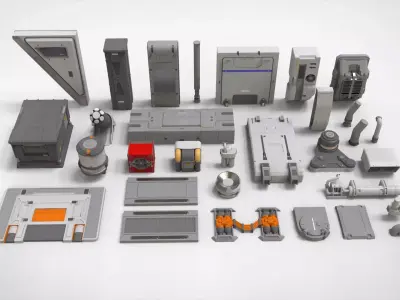 sci-fi Architecture kitbash 49 3D model