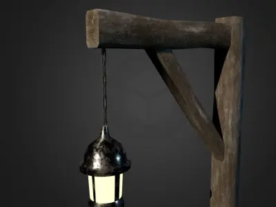 Medieval street light 2 Low-poly 3D model