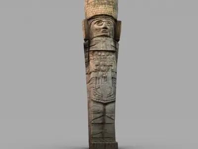 Low poly ancient stone statue Low-poly 3D model