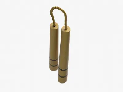 Nunchaku in yellow Low-poly 3D model