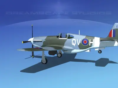 North American Mustang X RAF V02 3D model