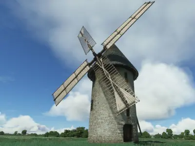 France Windmill Largny-sur-Automne WithLODs Low-poly 3D model