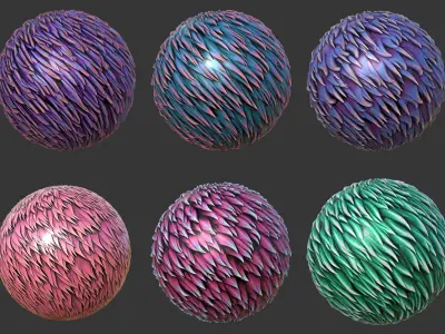 30 Stylized Fur Texture Brushes and Noise Pack Low-poly 3D model