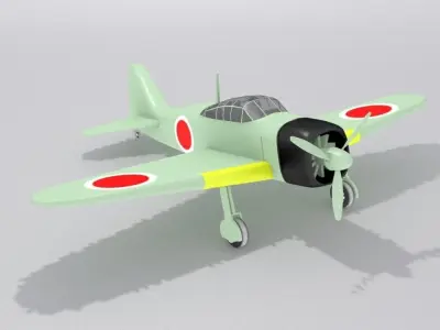 Mitsubishi A6M2 Zero Low-poly 3D model