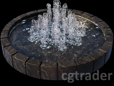 3 large water Fountains 3D model