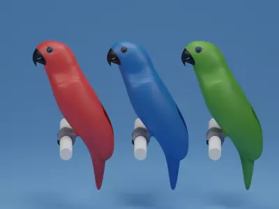 Cartoon Cute Bird Parrot 3D model