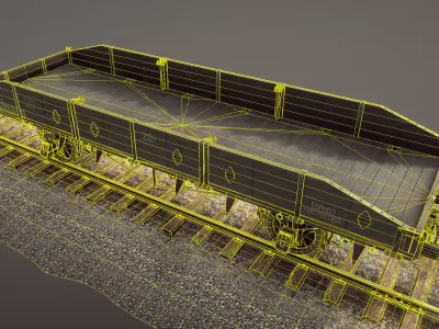 Armored Train JDP20T railway platform 20T Low-poly 3D model