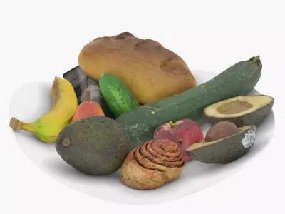 Varied Food Collection Free low-poly 3D model