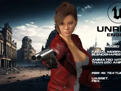 Zombie Hunter full rigged - game ready - animated Low-poly 3D model