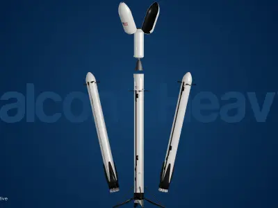 SpaceX Falcon Heavy - Block 5 - Rocket Low-poly 3D model