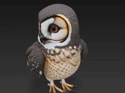 Owl Wild Realistic 3D Model - Low Poly Realistic Low-poly 3D model