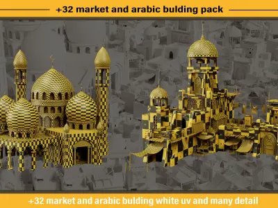 32 market and Arabic buildings pack 3D model