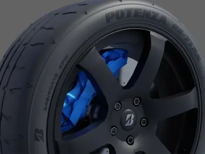 3d Wheel Model of Bridgestone Potenza RE-71RS Low-poly 3D model