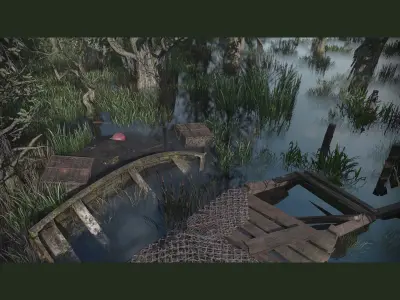 PBR - Swamp Fishing Gear Low-poly 3D model