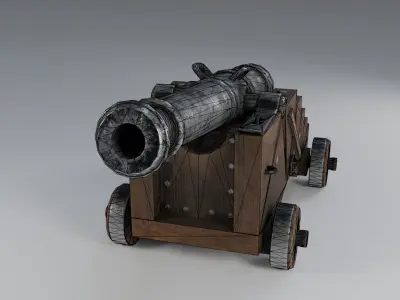 Game-ready Vessel cannon Low-poly 3D model