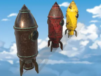 Bomb sea rocket PBR low-poly 3D model Low-poly 3D model