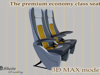 The premium economy class seat 3D model